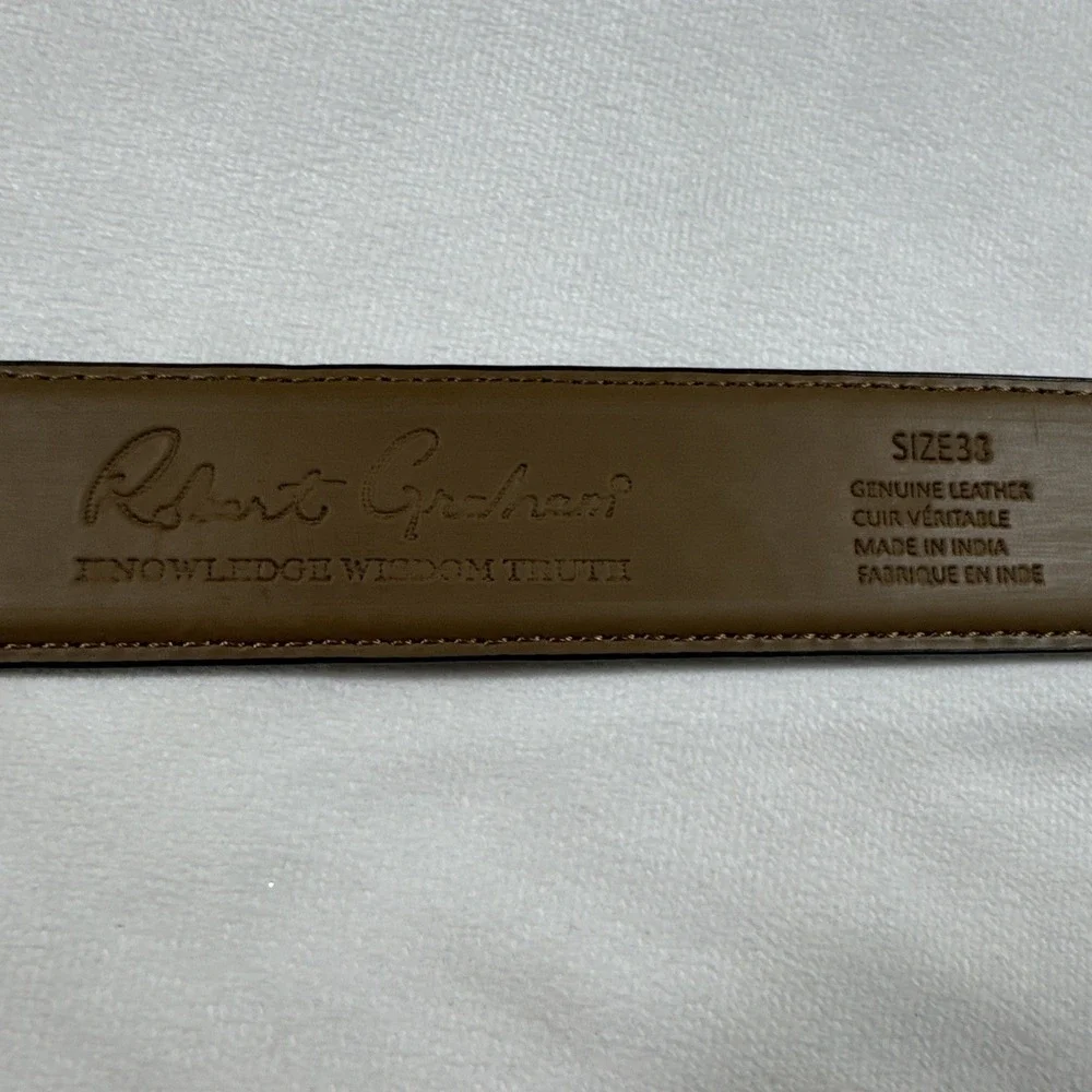 ROBERT GRAHAM Leather Belt Men's Size 38 Black Brown‎ Signature Ripaso RG304895